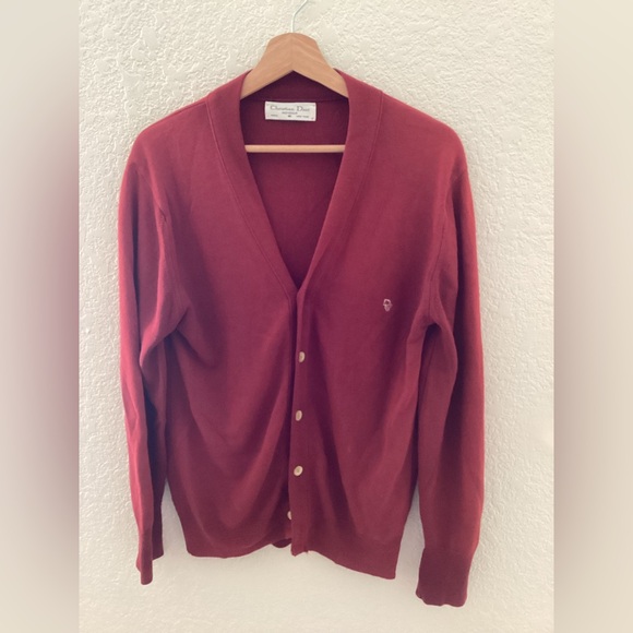 Christian Dior Monsieur Unisex Burgundy Grandpa Cardigan
